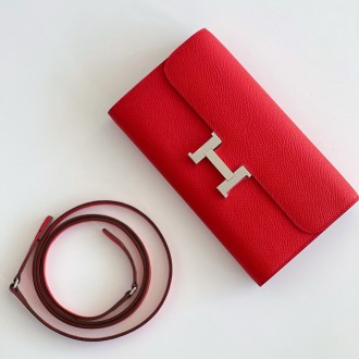 Hermes Constance To Go Wallet in Red Epsom Calfskin Hermes Constance To Go Wallet in Red Epsom Calfskin