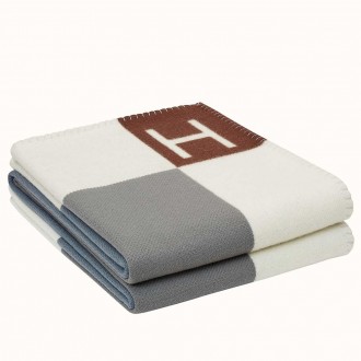 Hermes Ecru Gris Avalon Vibration Throw Blanket Hermes Ecru Gris Avalon Vibration Throw Blanket