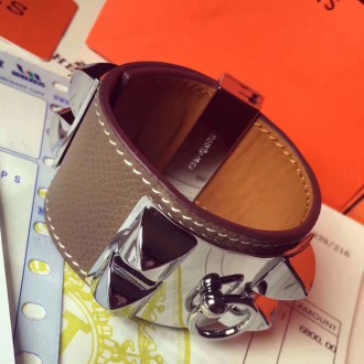 Hermes Etoupe Epsom Collier de Chien Bracelet Size S Hermes Etoupe Epsom Collier de Chien Bracelet Size S