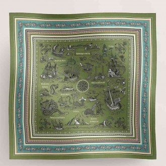 Hermes Green Tatouages Marins Bandana Shawl 140 Hermes Green Tatouages Marins Bandana Shawl 140