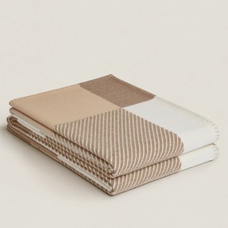 Hermes H Riviera Blanket in Beige Wool and Cashmere Hermes H Riviera Blanket in Beige Wool and Cashmere