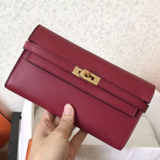 Hermes Kelly Classic Long Wallet In Ruby Epsom Leather Hermes Kelly Classic Long Wallet In Ruby Epsom Leather