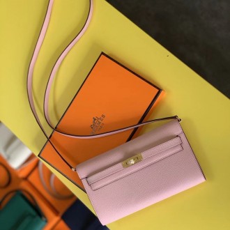 Hermes Kelly Classique To Go Wallet In Pink Epsom Calfskin Hermes Kelly Classique To Go Wallet In Pink Epsom Calfskin