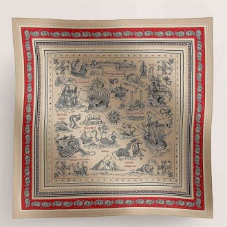 Hermes Naturel Tatouages Marins Bandana Shawl 140 Hermes Naturel Tatouages Marins Bandana Shawl 140