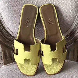 Hermes Oran Sandals In Soufre Epsom Leather Hermes Oran Sandals In Soufre Epsom Leather