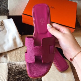 Hermes Oran Slide Sandals In Anemone Epsom Calfskin Hermes Oran Slide Sandals In Anemone Epsom Calfskin