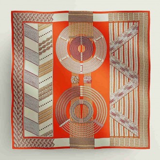 Hermes Orange Dressage Tressage Shawl 140 Hermes Orange Dressage Tressage Shawl 140