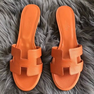 Hermes Orange Epsom Oasis Sandals Hermes Orange Epsom Oasis Sandals
