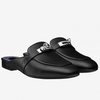 Hermes Oz Mule In Black Calfskin Leather Hermes Oz Mule In Black Calfskin Leather