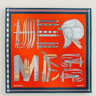 Hermes Piment Lettres Equestres shawl 140 Hermes Piment Lettres Equestres shawl 140
