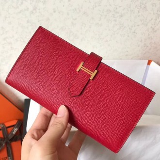 Hermes Red Epsom Bearn Gusset Wallet Hermes Red Epsom Bearn Gusset Wallet