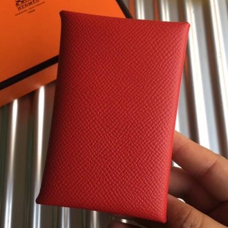 Hermes Red Epsom Calvi Card Holder Hermes Red Epsom Calvi Card Holder