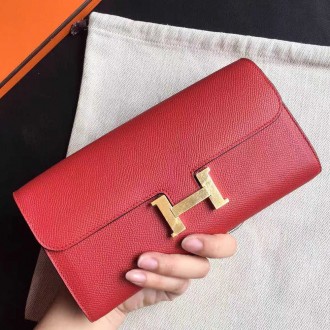 Hermes Red Epsom Constance Long Wallet Hermes Red Epsom Constance Long Wallet