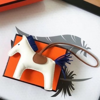 Hermes Rodeo Horse Bag Charm In White/Camarel/Blue Leather Hermes Rodeo Horse Bag Charm In White/Camarel/Blue Leather