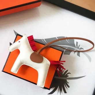 Hermes Rodeo Horse Bag Charm In White/Camarel/Red Leather Hermes Rodeo Horse Bag Charm In White/Camarel/Red Leather