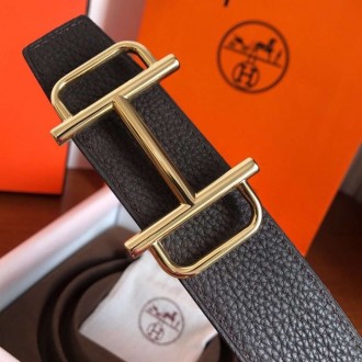 Hermes Royal 38MM Reversible Belt In Cafe Clemence Leather Hermes Royal 38MM Reversible Belt In Cafe Clemence Leather