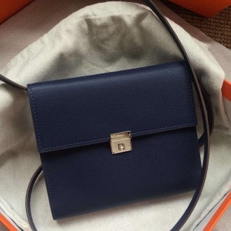 Hermes Sapphire Clic 16 Wallet With Strap Hermes Sapphire Clic 16 Wallet With Strap