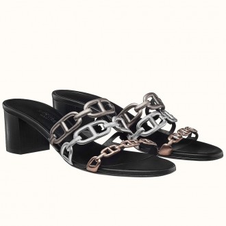 Hermes Tandem Sandals In Gold/Silver Lambskin Hermes Tandem Sandals In Gold/Silver Lambskin