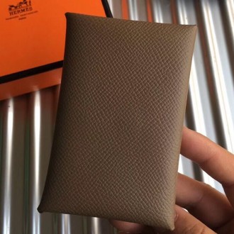 Hermes Taupe Epsom Calvi Card Holder Hermes Taupe Epsom Calvi Card Holder