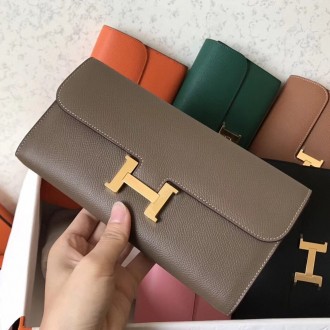 Hermes Taupe Epsom Constance Long Wallet Hermes Taupe Epsom Constance Long Wallet