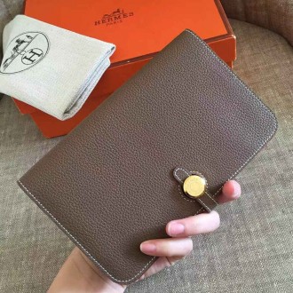 Hermes Taupe Grey Dogon Duo Combined Wallet Hermes Taupe Grey Dogon Duo Combined Wallet