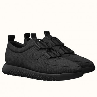 Hermes Team Sneakers In Black Double-sided Technical Mesh Hermes Team Sneakers In Black Double-sided Technical Mesh