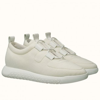 Hermes Team Sneakers In White Double-sided Technical Mesh Hermes Team Sneakers In White Double-sided Technical Mesh