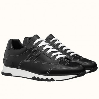 Hermes Trail Sneakers In Noir Calfskin Leather Hermes Trail Sneakers In Noir Calfskin Leather