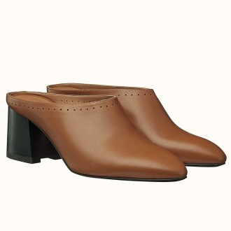 Hermes Trot Mule In Brown Calfskin Hermes Trot Mule In Brown Calfskin