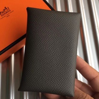 Hermes Vert Gris Epsom Calvi Card Holder Hermes Vert Gris Epsom Calvi Card Holder