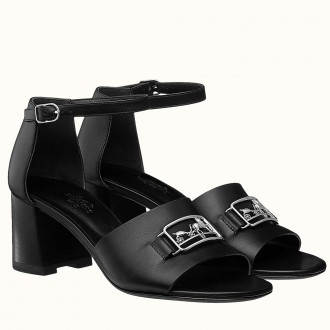 Hermes Viaggio 60MM Sandals In Black Leather Hermes Viaggio 60MM Sandals In Black Leather