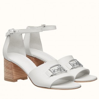 Hermes Viaggio 60MM Sandals In White Leather Hermes Viaggio 60MM Sandals In White Leather