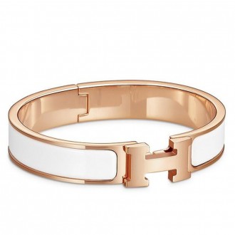 Hermes White Enamel Clic H PM Bracelet