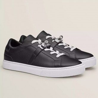 Hermes Women's Day Sneakers in Black Leather Hermes Women's Day Sneakers in Black Leather