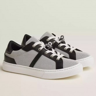 Hermes Women's Day Sneakers in H Canvas with Black Leather Hermes Women's Day Sneakers in H Canvas with Black Leather