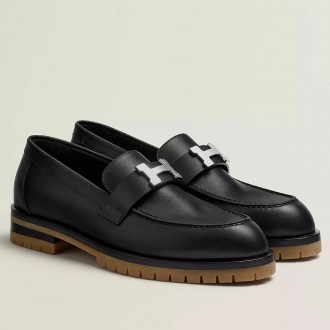 Hermes Women's Faubourg Loafers in Black Leather Hermes Women's Faubourg Loafers in Black Leather