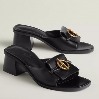 Hermes Women's Ilot 50 Sandals in Black Leather Hermes Women's Ilot 50 Sandals in Black Leather