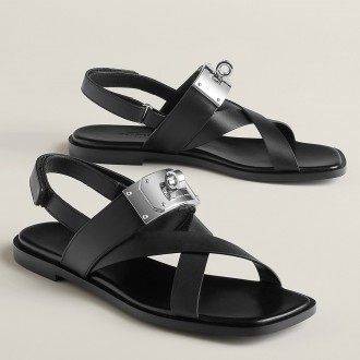 Hermes Women's Ines Sandals in Black Leather Hermes Women's Ines Sandals in Black Leather