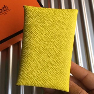 Hermes Yellow Epsom Calvi Card Holder Hermes Yellow Epsom Calvi Card Holder