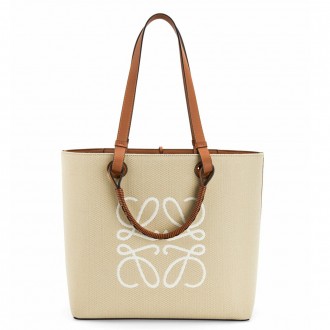 Loewe Anagram Medium Tote Bag In Jacquard and Calfskin Loewe Anagram Medium Tote Bag In Jacquard and Calfskin