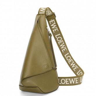 Loewe Anton Sling Bag in Olive Calfskin and Jacquard Loewe Anton Sling Bag in Olive Calfskin and Jacquard
