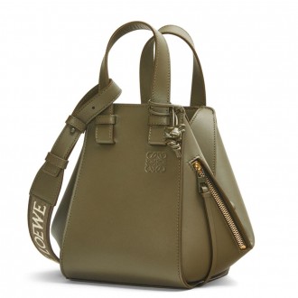 Loewe Compact Hammock Bag in Khaki Green Satin Calfskin Loewe Compact Hammock Bag in Khaki Green Satin Calfskin