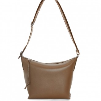 Loewe Cubi Small Bag in Winter Brown Calfskin and Jacquard Loewe Cubi Small Bag in Winter Brown Calfskin and Jacquard