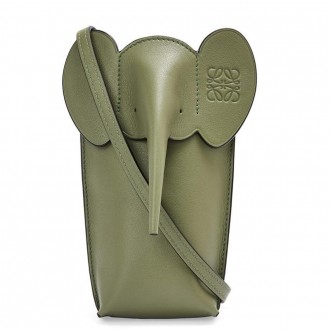 Loewe Elephant Pocket in Green Calfskin Loewe Elephant Pocket in Green Calfskin