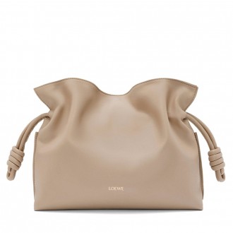 Loewe Flamenco Clutch Bag in Sand Nappa Calfskin