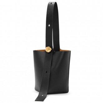 Loewe Medium Pebble Bucket Bag in Black Calfskin