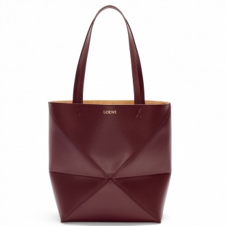Loewe Medium Puzzle Fold Tote Bag in Bordeaux Calfskin Loewe Medium Puzzle Fold Tote Bag in Bordeaux Calfskin