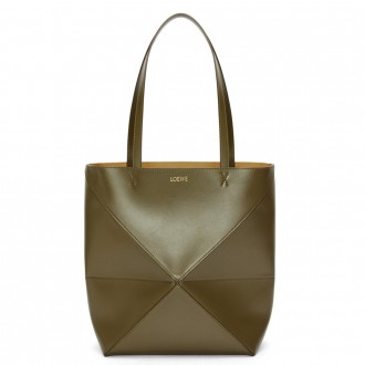 Loewe Medium Puzzle Fold Tote Bag in Dark Green Calfskin Loewe Medium Puzzle Fold Tote Bag in Dark Green Calfskin