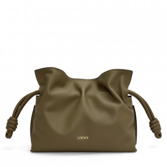 Loewe Mini Flamenco Clutch Bag in Khaki Green Nappa Calfskin Loewe Mini Flamenco Clutch Bag in Khaki Green Nappa Calfskin