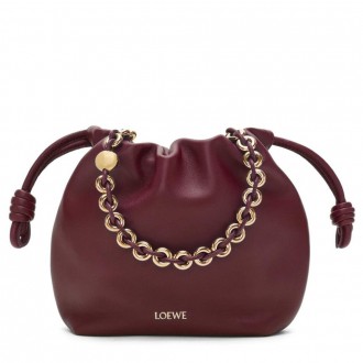 Loewe Mini Flamenco Purse Bag in Burgundy Nappa Lambskin Loewe Mini Flamenco Purse Bag in Burgundy Nappa Lambskin